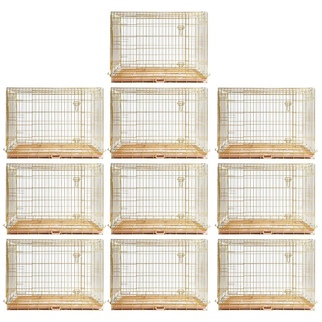 24-42" Copper Gold Wire Dog Crate GLD24/30/36/42