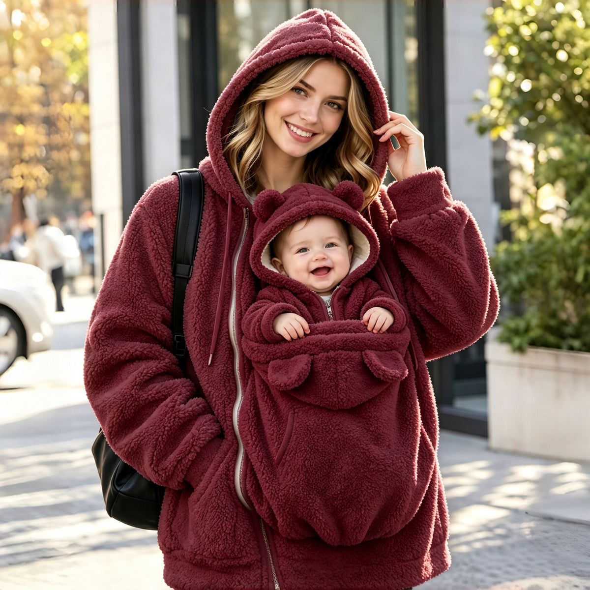 Kangaroo Mother Child Fleece Sweatshirt