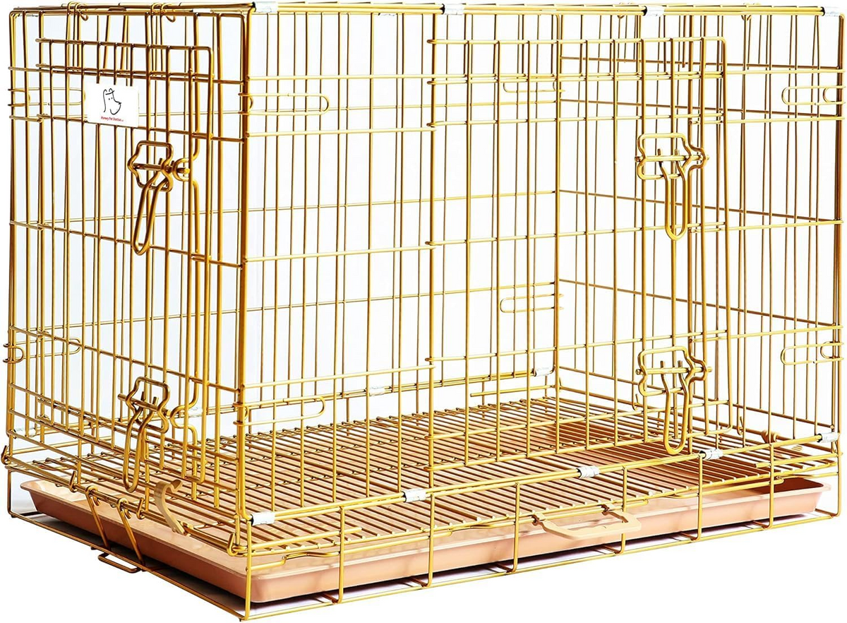 24-42" Copper Gold Wire Dog Crate GLD24/30/36/42