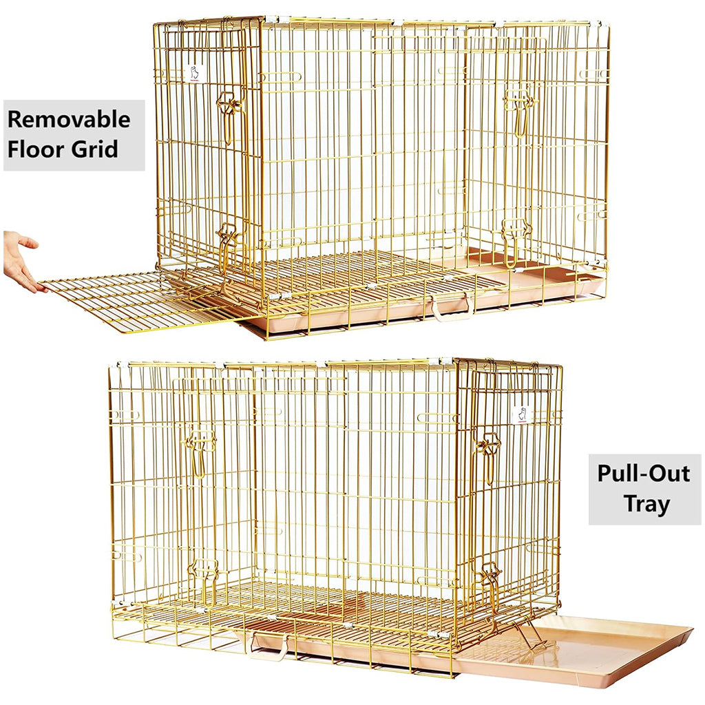 24-42" Copper Gold Wire Dog Crate GLD24/30/36/42