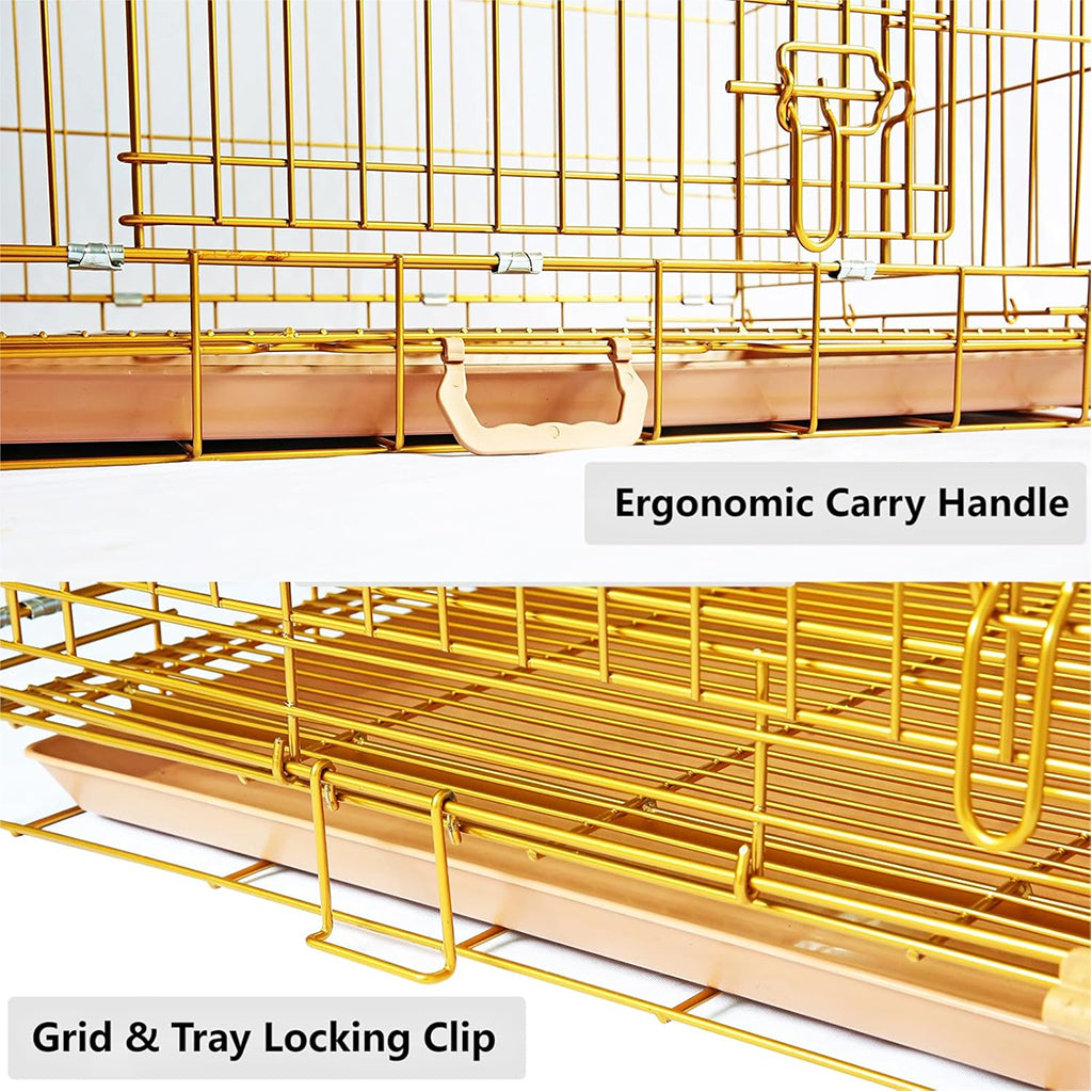 24-42" Copper Gold Wire Dog Crate GLD24/30/36/42