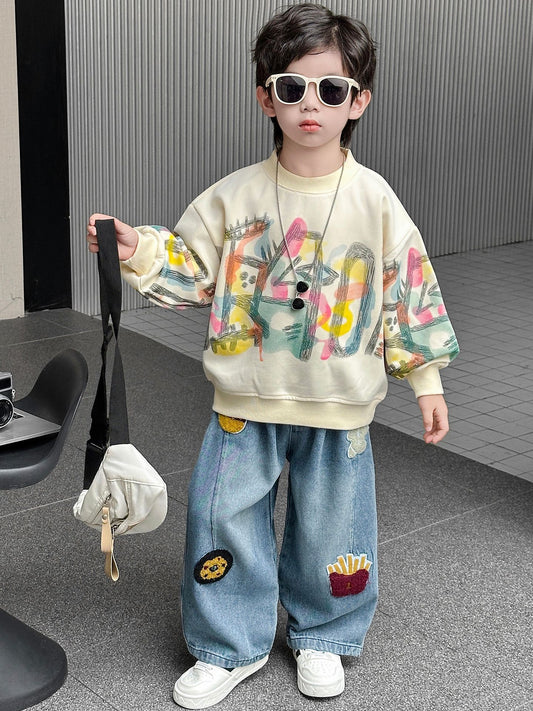 Boys Casual Cotton Sweatshirt and Jeans Set