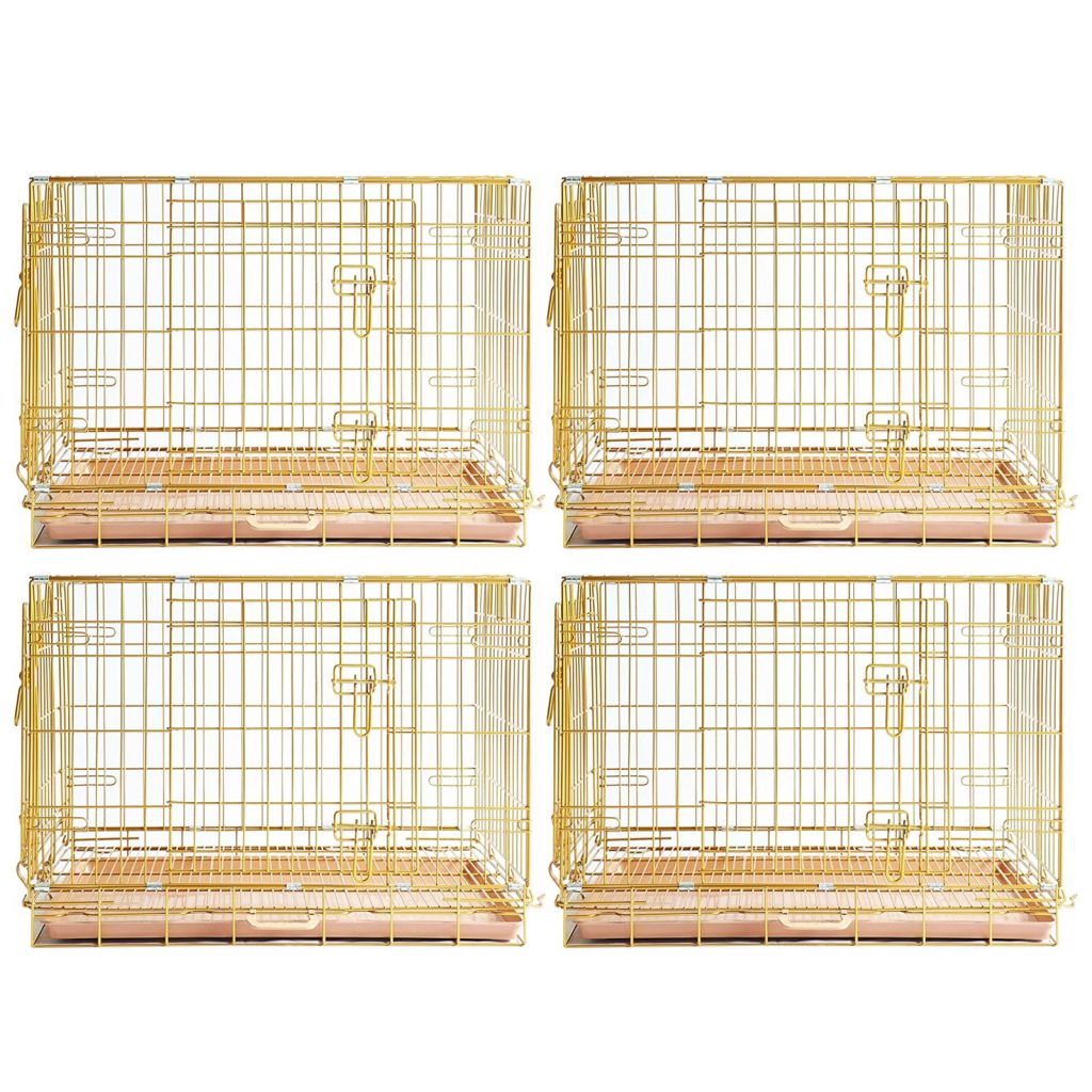 24-42" Copper Gold Wire Dog Crate GLD24/30/36/42
