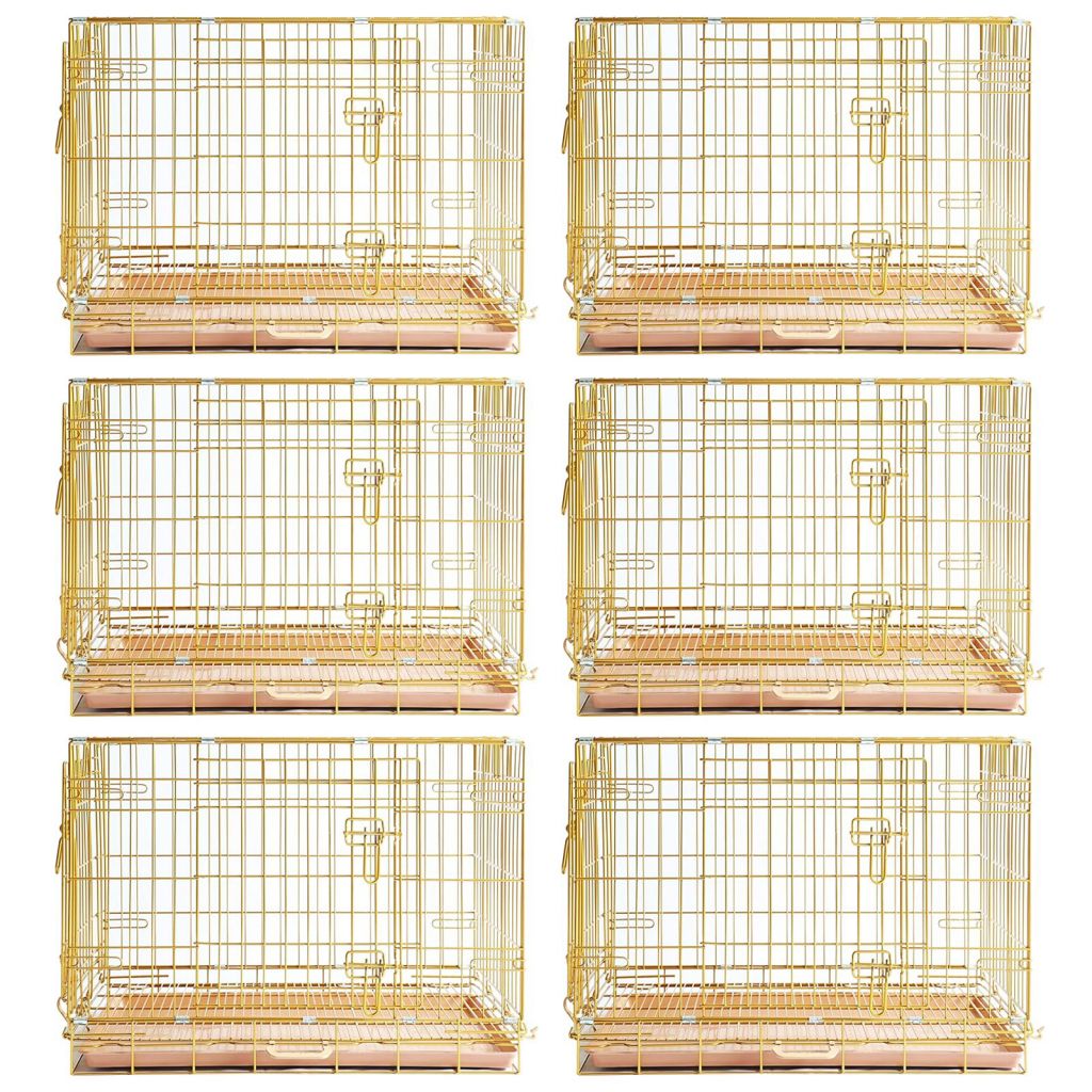 24-42" Copper Gold Wire Dog Crate GLD24/30/36/42