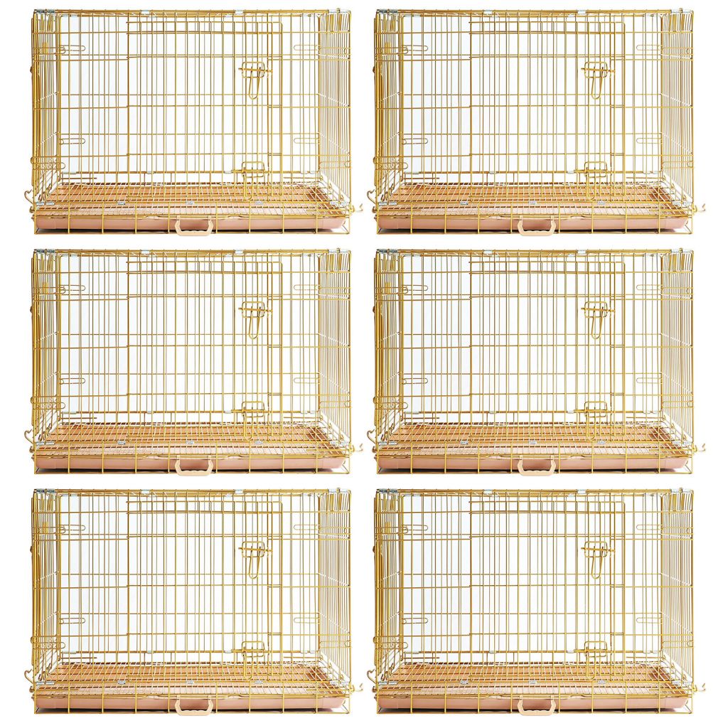 24-42" Copper Gold Wire Dog Crate GLD24/30/36/42
