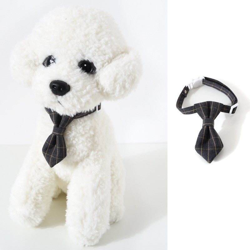 Adjustable British Style Plaid Bow Tie Pet Collar