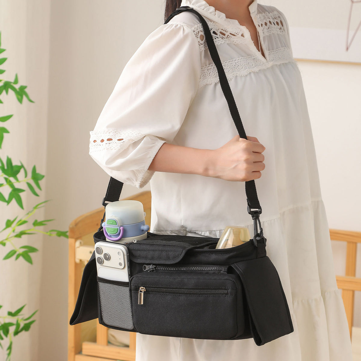 Stroller Organizer Hanging Bag with Shoulder Strap