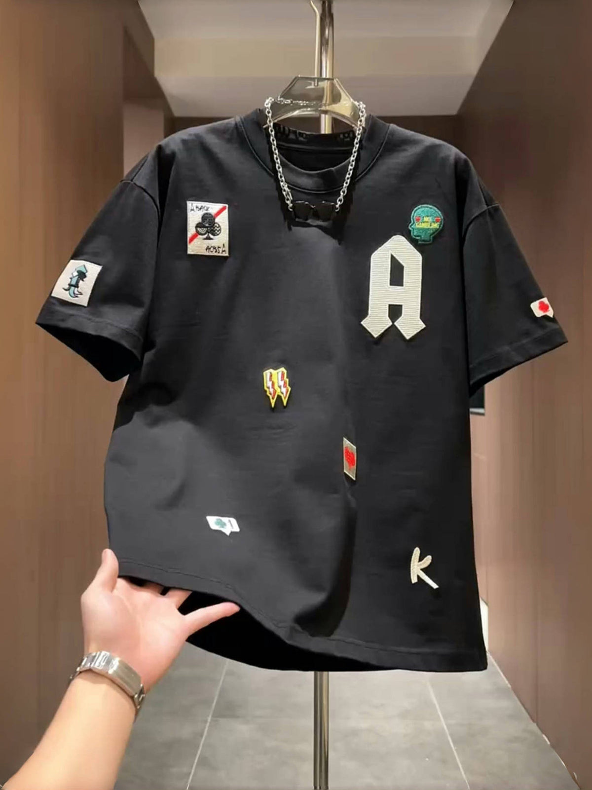 Men's Cotton Letter Embroidery T-Shirt