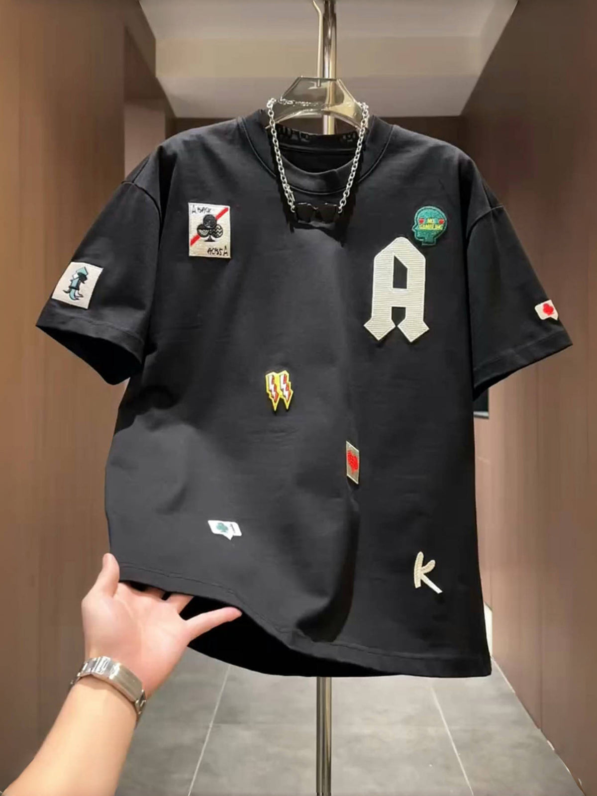 Men's Cotton Letter Embroidery T-Shirt