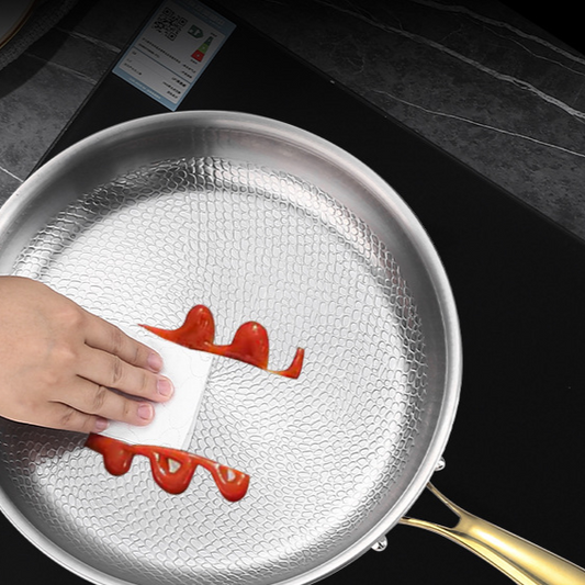 Titanium Frying Pan Uncoated Stainless Steel Base