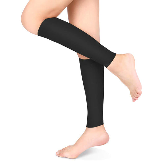Footless Calf Compression Sleeves 20-30mmHg (XL, Black)
