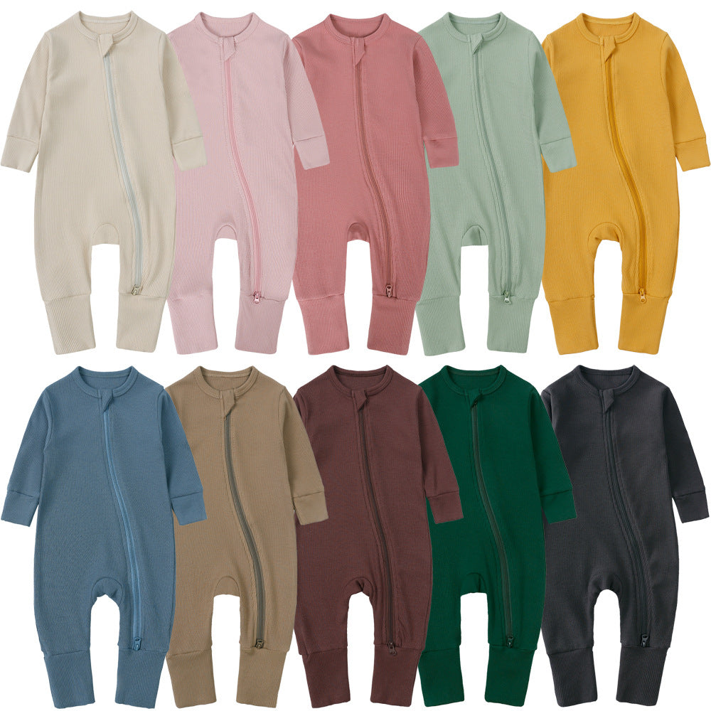 Bamboo Fiber Baby Romper with Mittens and Foot Covers