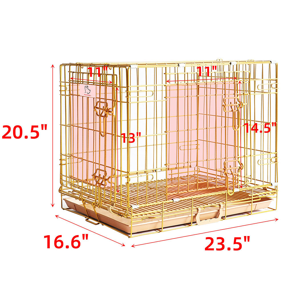 24-42" Copper Gold Wire Dog Crate GLD24/30/36/42
